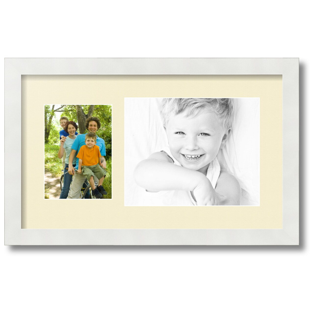 ArtToFrames Collage Photo Picture Frame with 1 - 5x7, 8x10 inch Openings, Framed in White with Over 62 Mat Color Options and Regular Glass (CSM-3966-166)
